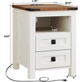 thumbnail image 3 of OKD Farmhouse Nightstand with Charging Station for Bedroom, 2-Drawer Rustic End Tables for Living Room, off White, 3 of 9