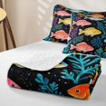 thumbnail image 4 of jejeloiu Watercolor Cartoon Fish Quilt Full,Colorful Ocean Coral Full Bedspread Sets For Boys,Black Multicolor,3pcs, 4 of 7