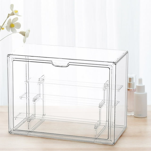 CaiYueKe Clear Plastic Storage Box Large Organizer Container for Collectibles Display Case Doll Handbag Shoe Cabinet Organizer Shelf Transparent Storage Bin Organizer with Lid Stackable Organizer Box