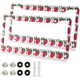 thumbnail image 2 of GZHJMY Cute Dog Print Puppy Strawberry License Plate Frames for Women Men 2 Pcs Personalized Car License Plate Holder with Screw Caps, Round Hole Decorative, 2 of 7