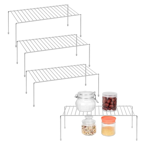 Mimifly Estante Organizador de Gabinetes de Cocina Estante de Almacenamiento de Armario de 15,8 X 7,9 X 5,9 Pulgadas, Paquete de 4, Plateado