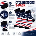 thumbnail image 3 of Cycling Socks 3-Pack, Cushioned Crew Bike Socks, Half Terry Athletic Sports Socks, Stripe Print, Unisex, Size 10-13, 3 of 6