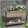 thumbnail image 3 of 45" Iron-Wood Raised Garden Bed with Storage Shelf, Natural Wood, 3 of 12