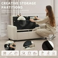 thumbnail image 4 of 48" Ottoman with Storage, Tufted Storage Ottoman Bench, Convenient Living Room Fabrics Bench Seat, Entryway Shoe Benches with Inner Zipper & Arm, Rivetless Upholstered Window Seat Ottomans, Beige, 4 of 18
