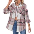 thumbnail image 4 of LYXSSBYX Womens Jackets and Coats Clearance Women Plaid Casual Long Sleeve Pocket Loose Lapel Cardigan Jacket Coat, 4 of 5