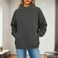 thumbnail image 2 of Mock Neck Sweatshirt Women Oversized Turtleneck Pullover Long Sleeve Warm Tops Fall Fashion Y2K Outfits With Pockets Dark Gray S, 2 of 7