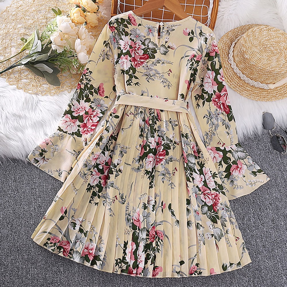 Haoyunl Kids Teen Girls'Long Sleeve Dresses Floral Pullover Print Spring Fall Dress Big Little Girls Dress for 5-12t Haoyunl Kids Teen Girls'Long Sleeve Dresses Floral Pullover Print Spring Fall Dress Big Little Girls Dress for 5-12t