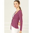 thumbnail image 4 of Women's Tie Front Metallic Ruffled Long Sleeve Open Cardigan, 4 of 6