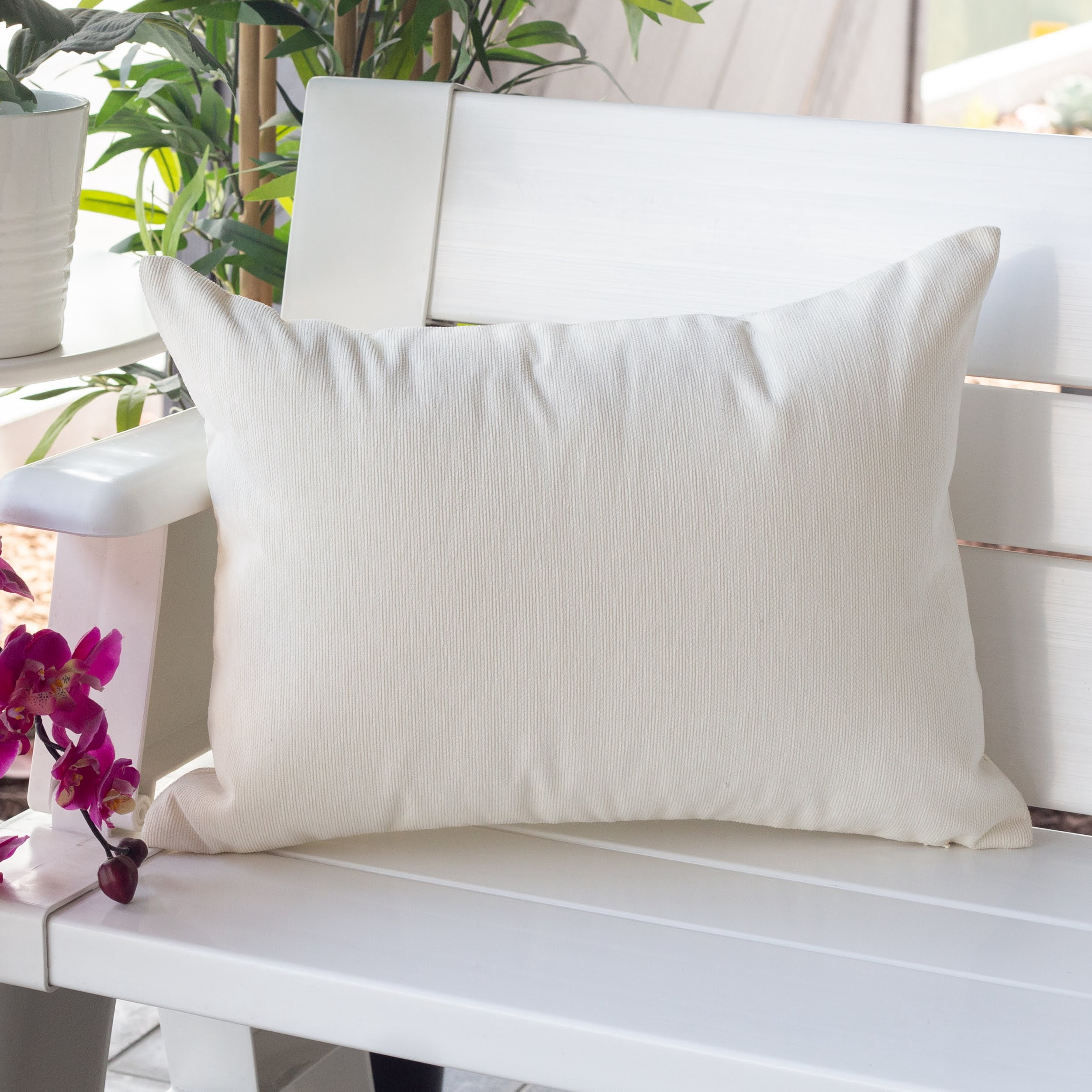 Sadie Ivory Rectangular Outdoor Throw Pillow