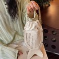 thumbnail image 5 of Hzzsbu Cute Fish Shape Crossbody Bag, Hollow Woven Leather Drawstring Shoulder Purse, 5 of 7