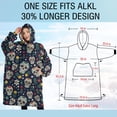 thumbnail image 4 of Oversized Wearable Blanket Hoodie,Navy Floral Skull Pattern Sherpa Blanket Hoodie with Super Pockets,Super Warm Fuzzy Pullover for Women & Men, 4 of 6
