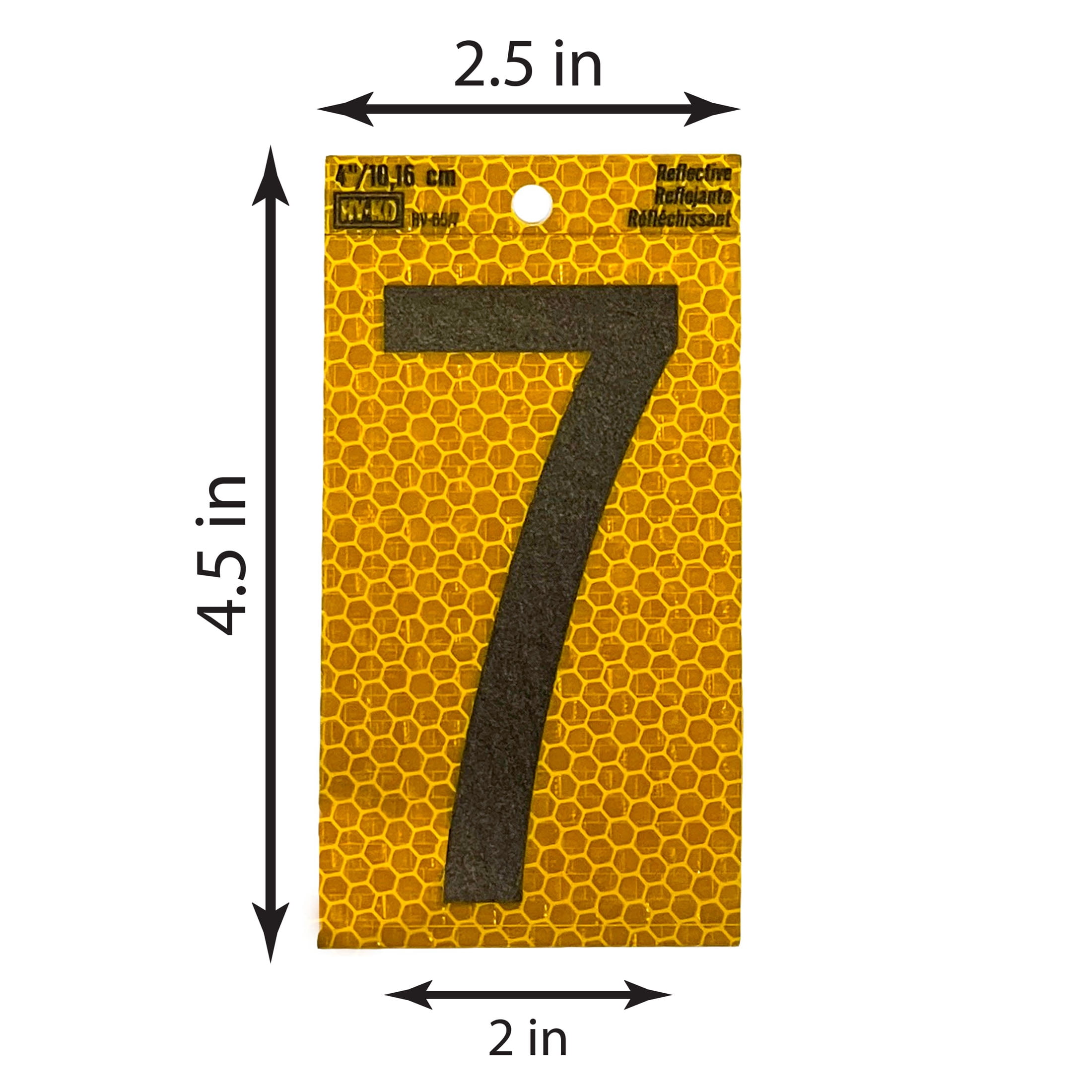 (2 pack) HY-KO 4" Yellow Self-Adhesive Reflective Number 7