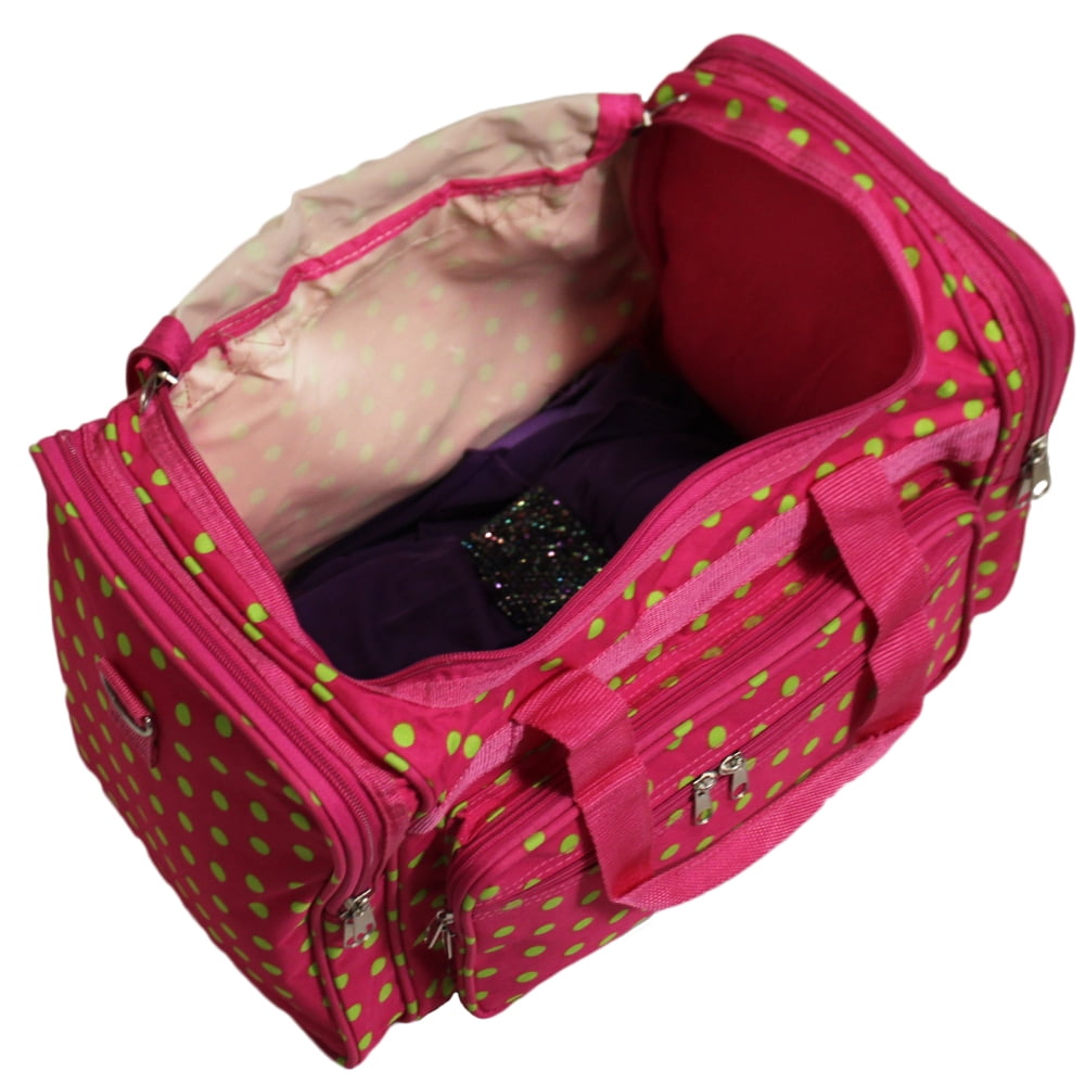 CalBags Fashion Prints 16-inch Shoulder Carry-on Duffel Bag - Fuchsia Lime Dot