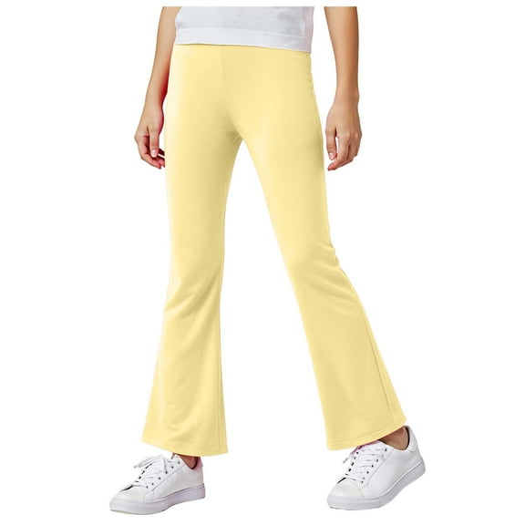 Wxirdiow Yoga Leggings Girls Leggings Athletic Dance Running Teen Kids Pant Girls Toddler Tight Workout Pants Yellow Size,4-5 Years