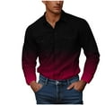 thumbnail image 2 of S-5X Big & Tall Shirts for Men with Pockets Plus Size Button-Down Collared Tshirts Shirt Long Sleeve Gradient Printed Lapel Cowboys Workwear Tops, 2 of 5