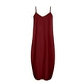 thumbnail image 5 of Lenago Robe de Pâques Grande Taille pour Femmes Mode à Bretelles Taille Mi-Haute Col en V Sans Manches Couleur Unie Ajustée Fête Plage Longue Robe Été Robes de Plage en Liquidation, 5 of 5