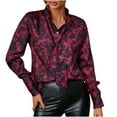 thumbnail image 1 of EQWLJWE Blouses à Manches Longues pour Femmes T-shirt Imprimé Mode Décontracté Col en V, 1 of 5
