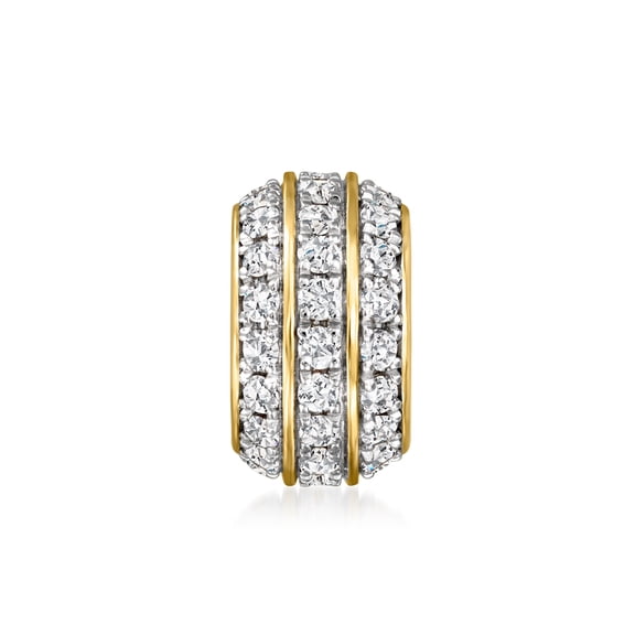 Ross-Simons 0.65 ct. t.w. Lab-Grown Diamond 3-Row Bead Charm in 18kt Gold Over Sterling, Women's, Adult