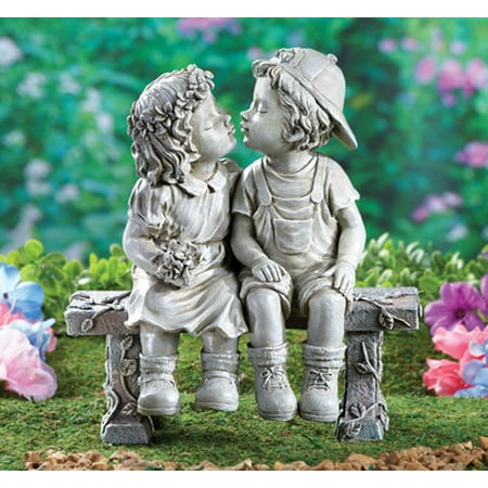 - First Kiss, Puppy Love, Kissing Couple Garden Sculpture Gift Decor House