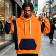 thumbnail image 2 of TOMVIGX Mens Contrast Color Spliced Hooded Sweatshirt Casual Drawstring Pullover Hoodie Long Sleeve Sport Tops with Front Pocket XL, 2 of 6