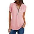 thumbnail image 2 of Womens Tops Loose Casual Zipper V-Neck Tops Tee Blouse T-shirt Women's Plus Size Tops for Women, 2 of 5