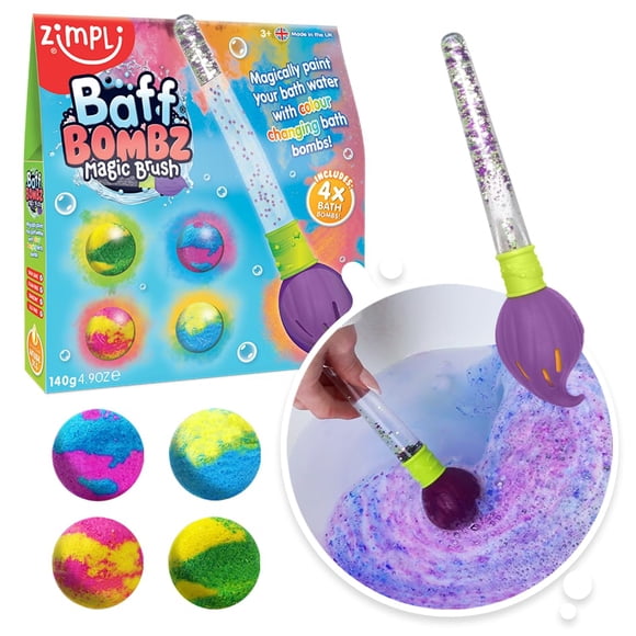 Bath Toy Zimpli Kids Baff Bombz Magic Brush con 4 bombas de baño