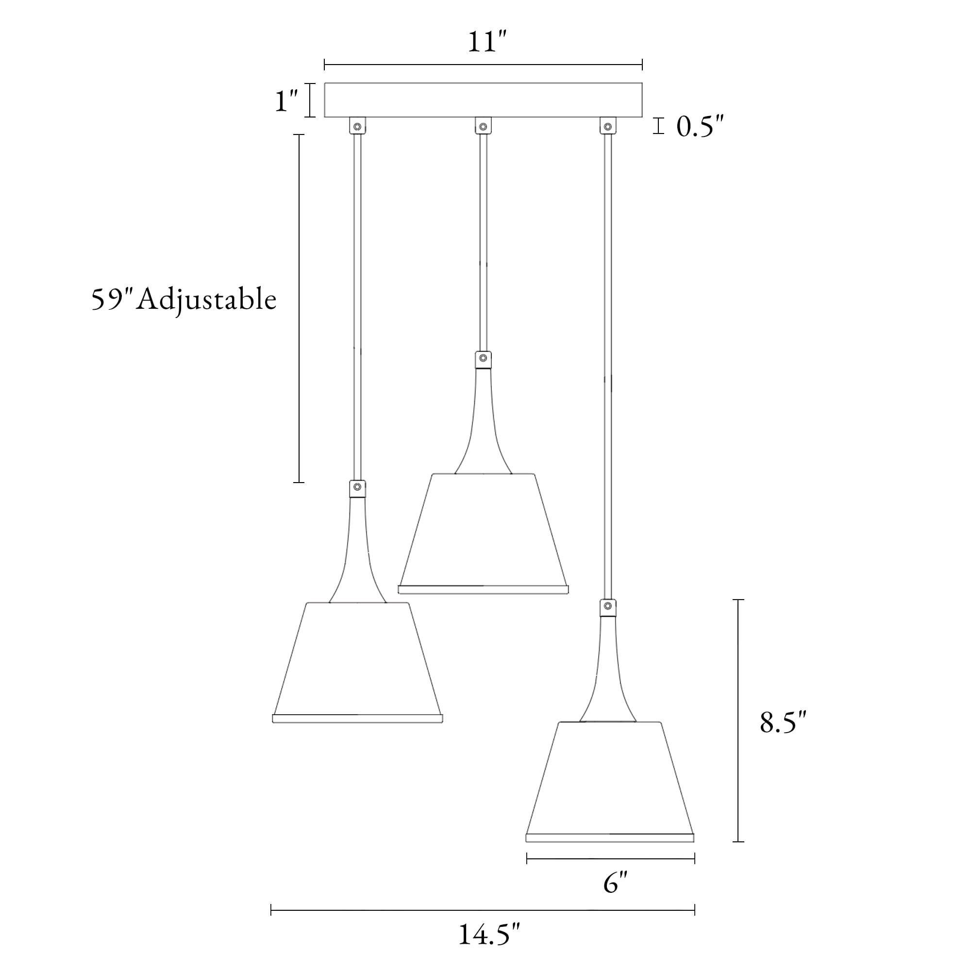 LNC Modern 3-Light Pendant Chandelier with White and Golds, Adjustable Hanging Fixture