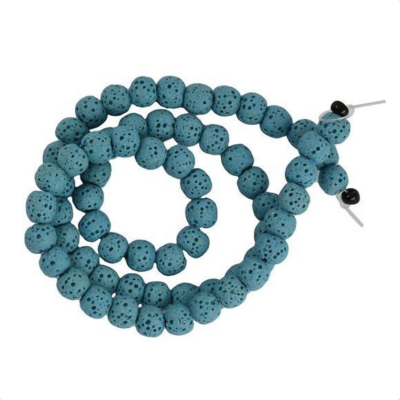 6mm Rock Volcanic Rock Bead Smooth 15'' Light Blue Diy Round Jewelry