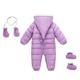 thumbnail image 4 of Baby Girls Boys Winter Hooded Snowsuits Newborns Snow Clothes Bodysuits with Gloves, Shoes 0-24M, 4 of 7