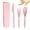 1 Sets - Pink, variant on 4 Sets Eco Friendly Wheat Straw Travel Utensil Set with Storage Case, Reusable Portable Cutlery Fork Spoon Knife for Lunch Camping Picnic