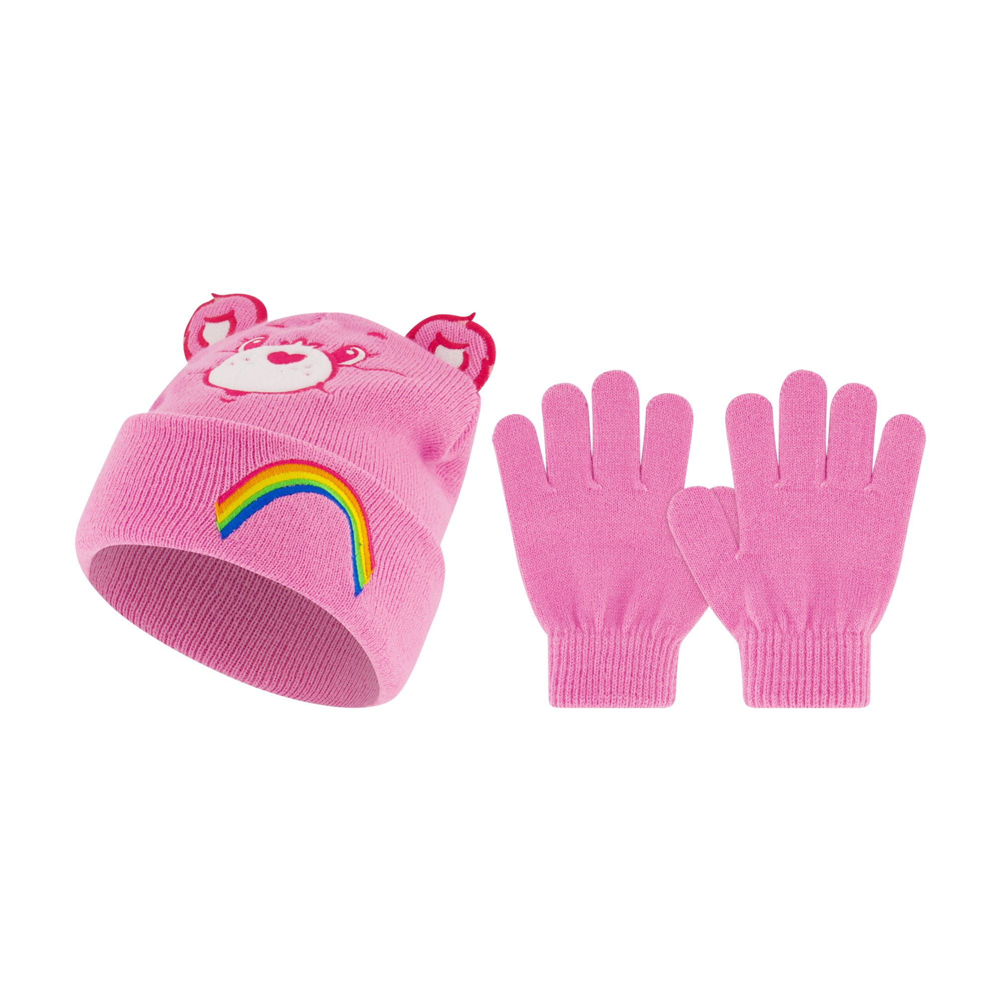 Care Bears Classic Cheer Bear Girls Beanie and Glove Set 2-Piece Set, One Size Fits Most