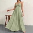 thumbnail image 6 of Aimik Women's Halter Tiered Maxi Dress Summer Twist Front Sleeveless Solid Color Maxi Dress Flowy Boho Beach Long Sundress, 6 of 6