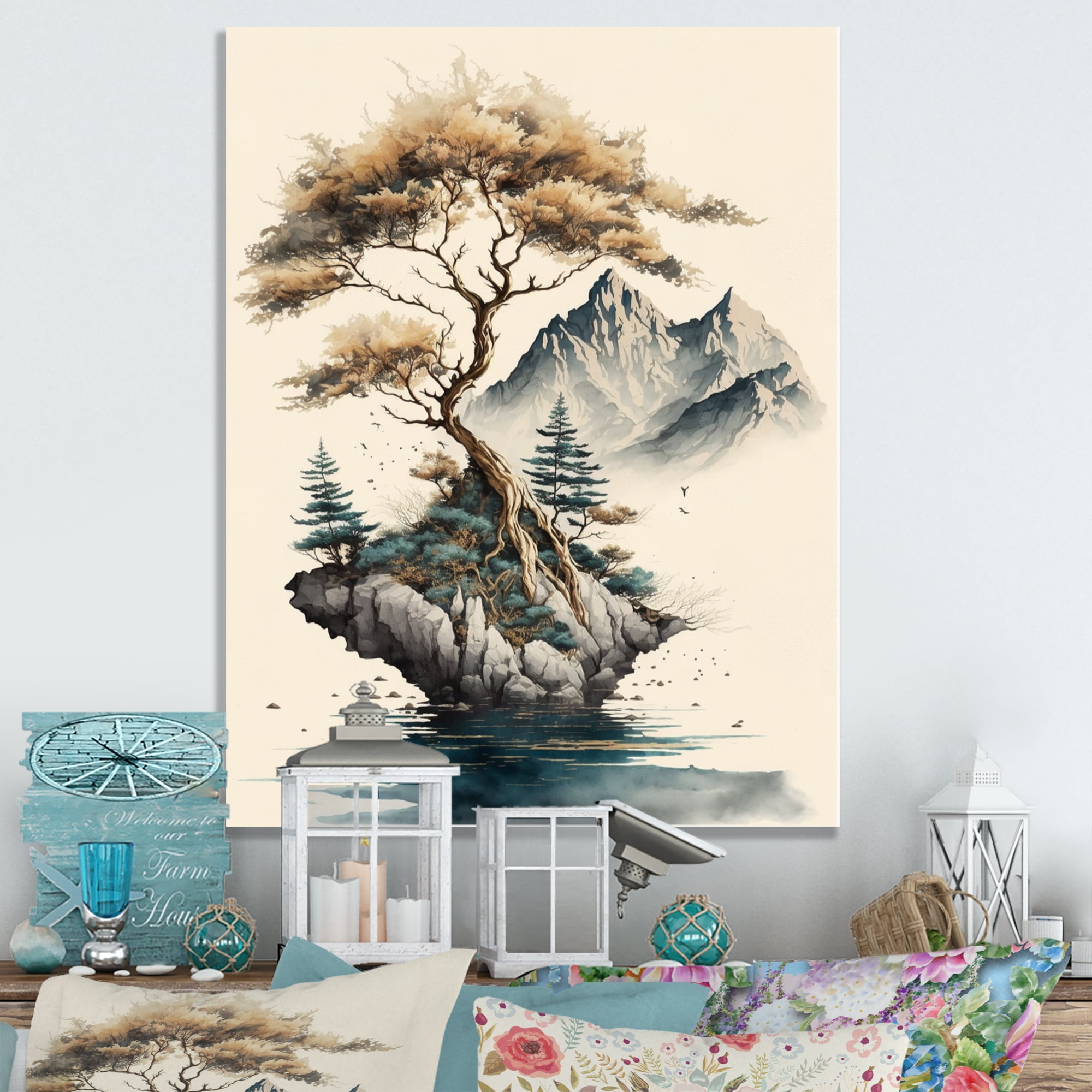 Designart Bonsai Tree On A Rock V Canvas Wall Art