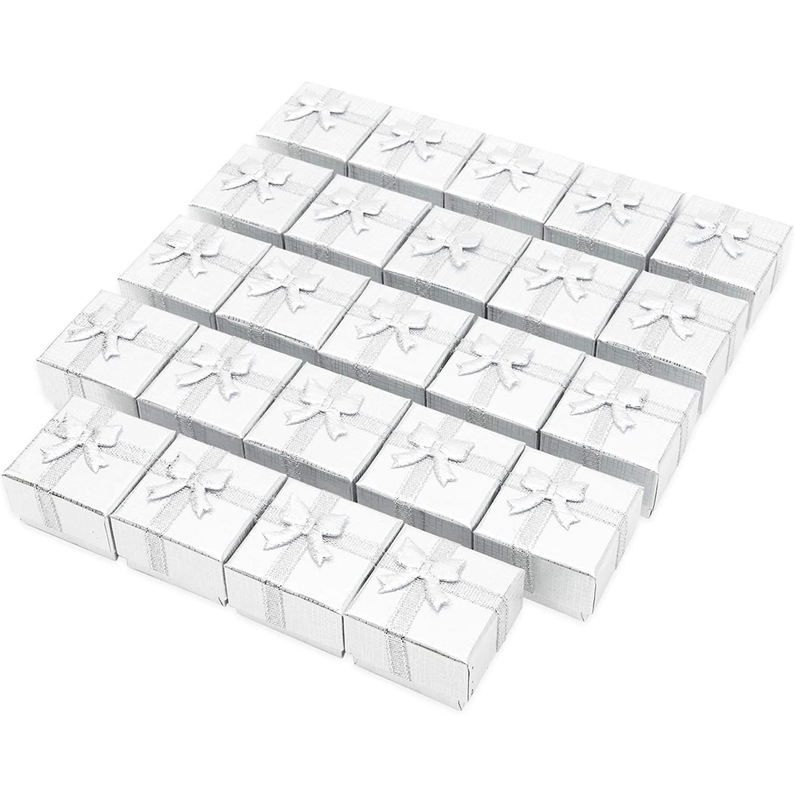 Pendants Earrings 24-Pack Silver Jewelry Gift Boxes with White Velvet Foam Insert for Rings Metallic Foil by TheDisplayGuys 