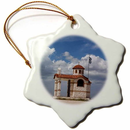 Chapel Ornament - 3dRose Greece, East Macedonia and Thrace, Likofos, Greek Orthodox chapel. - Snowflake Ornament, 3-inch