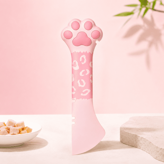 Cute Paw Shaped Multifunctional Cat Wet Food Spoon, 2-in-1 Pet Can Opener & Stirring Scoop for Cat Dog Canned Wet Food Feeding