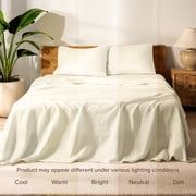Bare Home Linen Sheet Set - Deep Pocket - Breathable - 4-Pieces - Queen, Natural