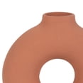 thumbnail image 4 of 7" Terracotta Colored Ceramic Vase - Contemporary Abstract Donut Cut-Out Vase with Feet - Decorative Vase for Home or Office Table Accent - Elegant Wedding Centerpiece Display, 4 of 9