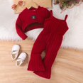 thumbnail image 2 of ﻿ Toddler Baby Girls Clothes Sets Ribbed Knit Long Sleeve Cropped Sweater Tops and Flare Jumpsuit Sets Fall Winter Soft Clothing Set for Girls 6 Years, 2 of 9