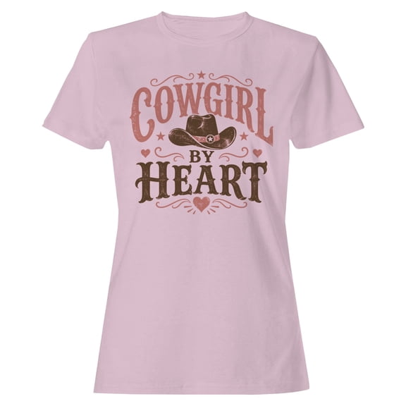 Smartprints Cowgirl By Heart Western Hat Women's T-Shirt Light Pink, Cotton, S