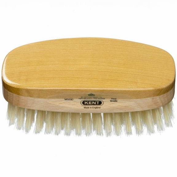 Kent MS23D Finest Men's Military Style Hair Brush - Satin and Beechwood Travel Size Base, Soft Pure White Natural Boar Bristle Ideal for Fine or Thinning Hair and Sensitive Scalps