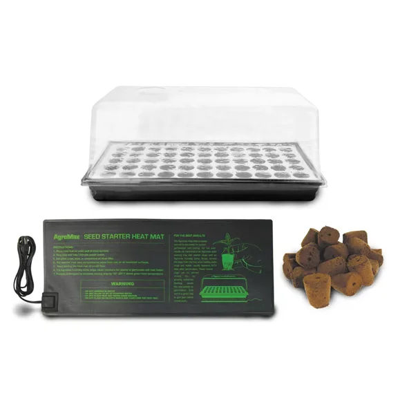 HTG Supply Floating Seed Starter Germination Kit with Tall Humidity Dome, Root Plugs & Heat Mat