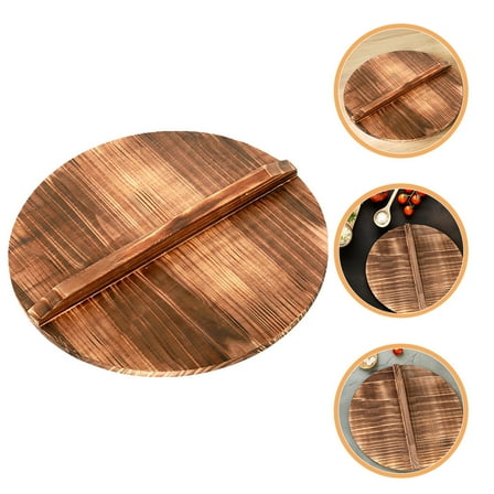 WRITWAA Light Brown Wooden Pot Lid for Home Use Enhanced Heat Retention and Versatile Functionality 12 inch