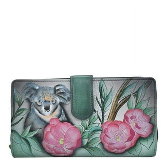Anna By Anuschka Hand-Painted Two Fold Wallet - Tropical Dreams Black, Genuine Leather
