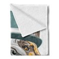 thumbnail image 2 of English Bulldog Soft Flannel Fleece Blanket, Dog in a Hat and Bow Tie Animal Design with Formal Attire Pure Breed, Cozy Plush for Indoor and Outdoor Use, 50" x 60", Teal Brown Pink, by Ambesonne, 2 of 5