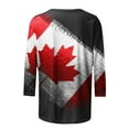thumbnail image 4 of WEIYLL T-Shirts pour Femmes Manches 3/4 Fête du Canada Imprimé Feuille d'Érable Été T-Shirt Rouge Tailles TTG, 4 of 5