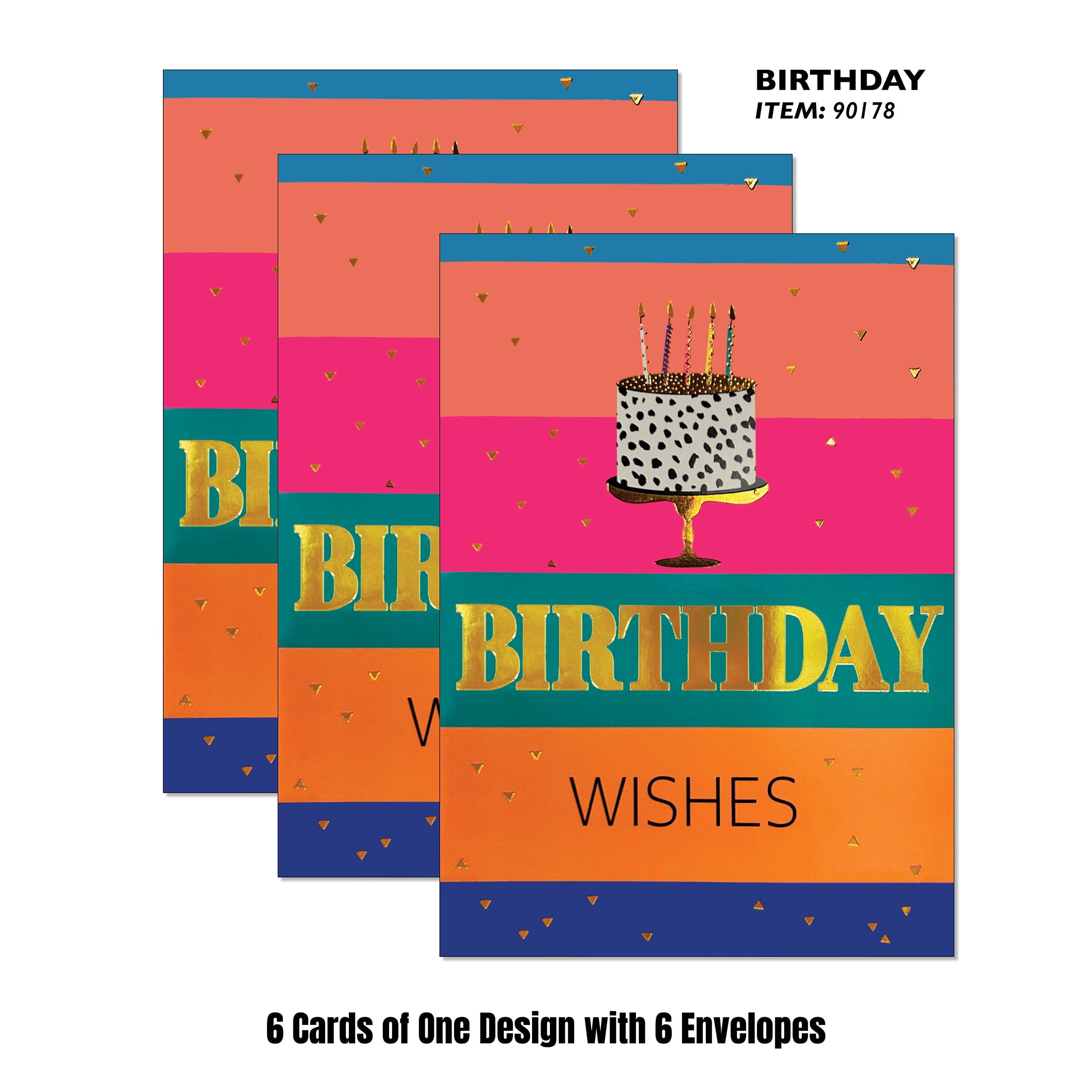 Viabella Birthday Card Leopard Print Cake Multicolor 6-Count 5 x 7 in
