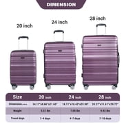 Tripcomp Hardside Luggage Set 3-Piece Set(21/25/29) Lightweight Suitcase 4-Wheeled Suitcase Set(Dark Purple)