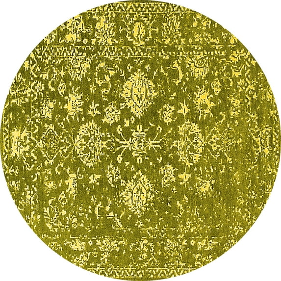 Ahgly Company Indoor Round Persian Yellow Bohemian Area Rugs, 6' Round