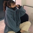 thumbnail image 4 of Sudadera con capucha de cuello alto con patchwork de Rimocy para mujer, sudaderas con capucha de lana de cordero 2022, suéteres holgados de otoño e invierno para mujer, 4 of 6